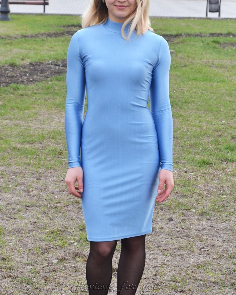 Sammydress: Облегающее платье Bodycon цвета &#39;голубой металлик&#39;