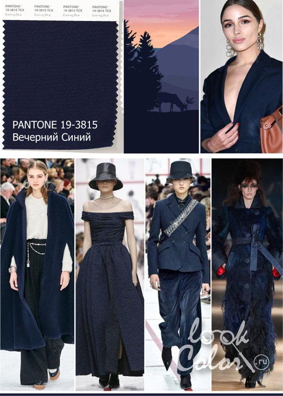 Модный темно-синий PANTONE 19-3815 Вечерний Синий Evening Blue