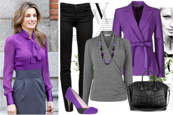 Сочетание фиолетового и серого в одежде