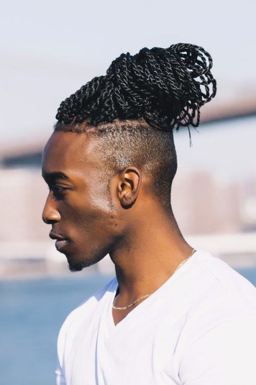 Bun With Twists Undercut #menslonghairstyles #longhairstylesformen #menwithlonghair #longhairmen