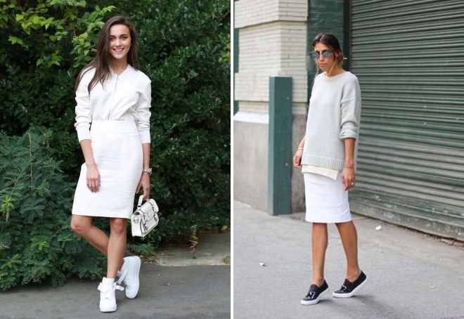 блузка и белая юбка-карандаш