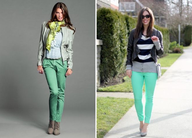 женские зеленые брюки 2017