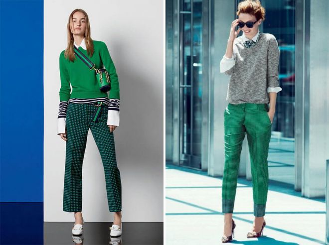зеленые классические брюки