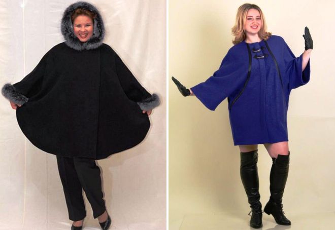 пальто пончо для полных женщин