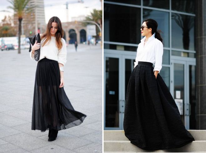 длинная черная юбка с чем носить