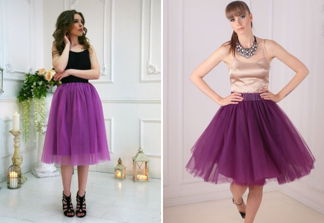 фиолетовая юбка из фатина