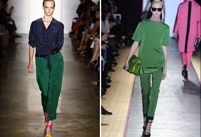 женские зеленые брюки