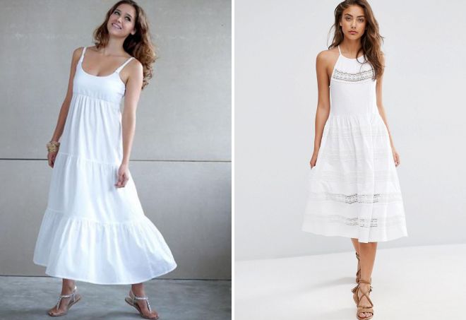 белое летнее платье из хлопка