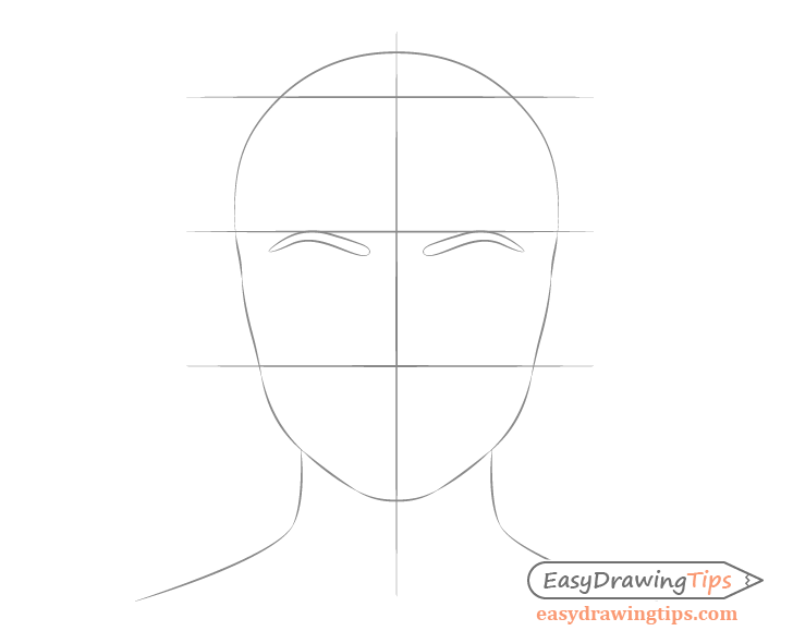 Female face drawing eyebrow placement