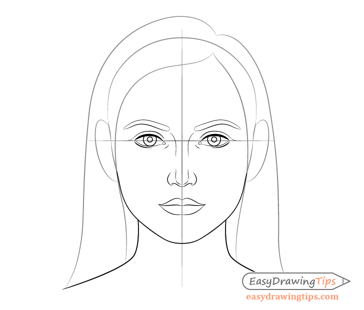 Male face drawing hair outline