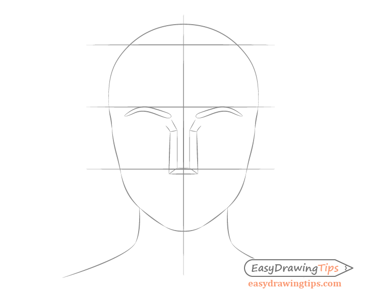 Female face drawing nose placement