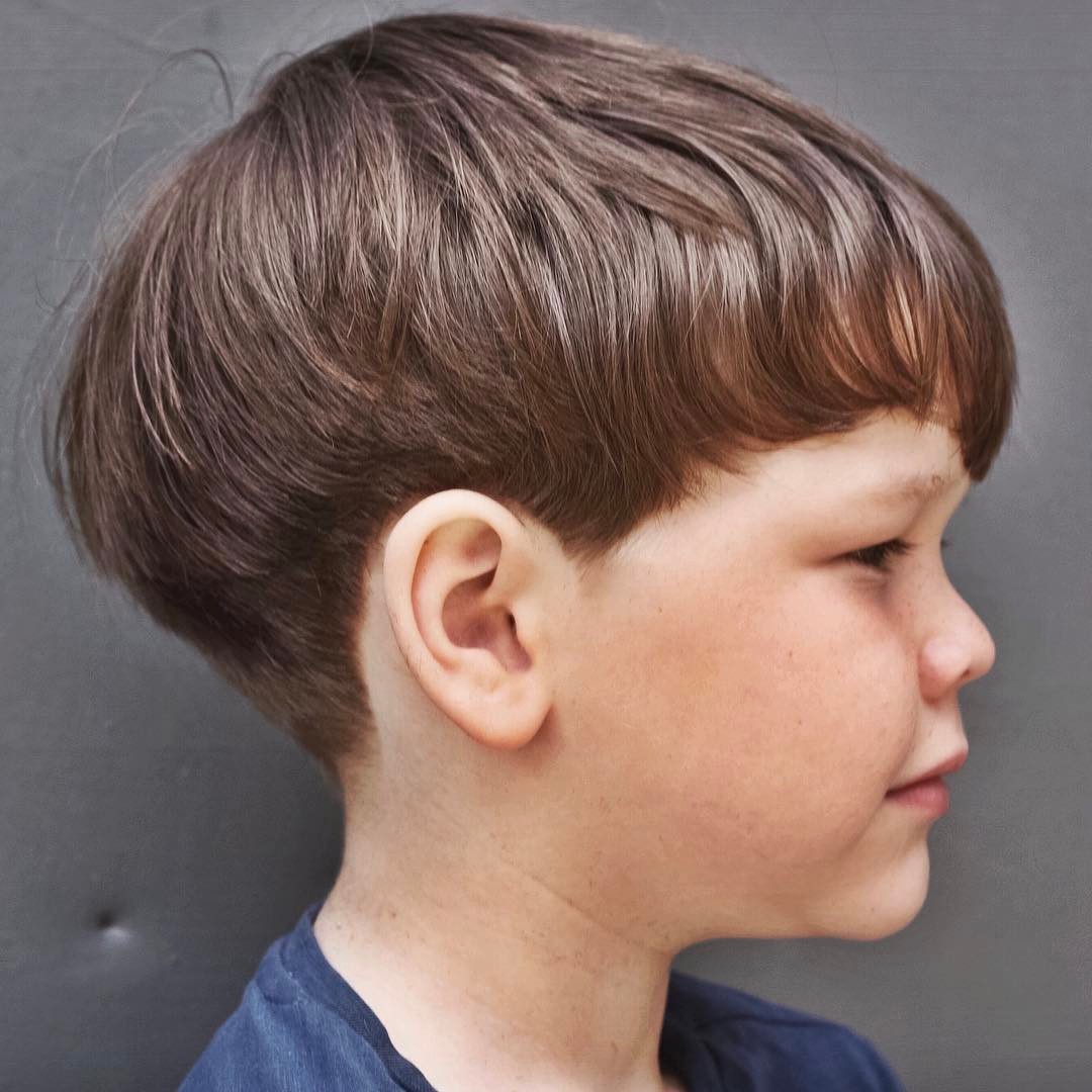 Classic toddler boy haircut with bangs