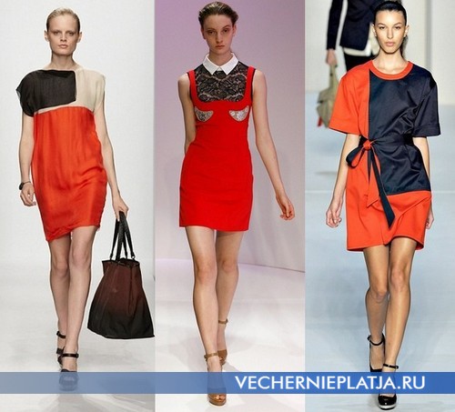 Платья оранжевые короткие Весна-Лето 2012 от Bottega Veneta, Carven, Marc by Marc Jacobs